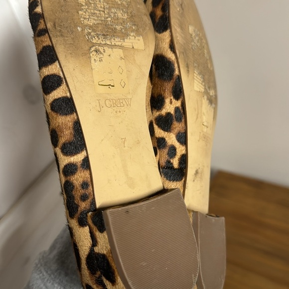 J. Crew Leopard Print Calf Hair Pointed Flats Size 7 - Picture 6 of 8